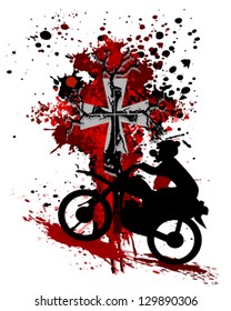 Abstraction with a motorcycle and a cross