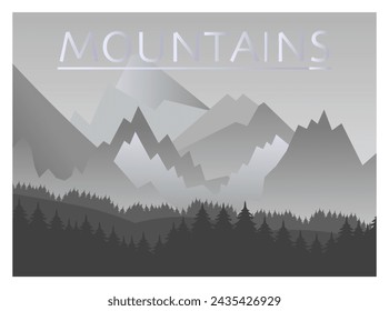 Abstraction of mountains. Vector illustration of a beautiful dark gray mountain landscape. EPS 10.