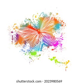 Abstraction multicolored butterflies. Multi-colored blots. Mixed media. Vector illustration