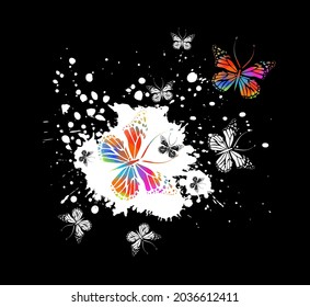 Abstraction multicolored butterflies. Paint spots. Vector illustration