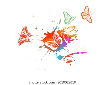 Abstraction multicolored butterflies. Vector illustration