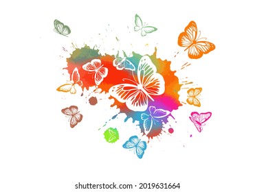 Abstraction multicolored butterflies. Vector illustration