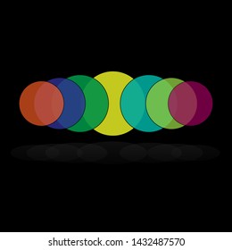 Abstraction, multi-colored circles on a black background