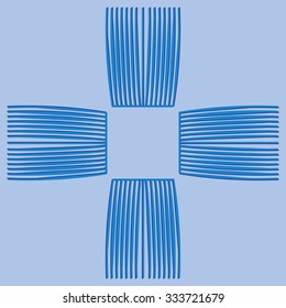 Abstraction, multi-storey buildings, courtyard. Simple geometrical ornament. Vector illustration.