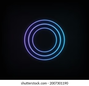 Abstraction neon circle, blue glowing figure. 3D illustration.