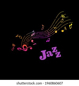 Resumen de la nota. Jazz musical multicolor de abstracción. Ilustración del vector