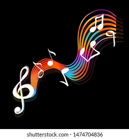 Abstraction with notes and a violin key. Vector illustration