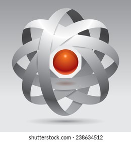 Abstraction object, unreal shape, design sample, 3d form, vector element, molecule, red sphere 