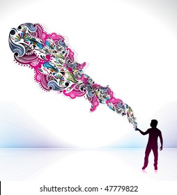 abstraction on a background of magician create a magic power, vector illustration, No mesh in this Vector