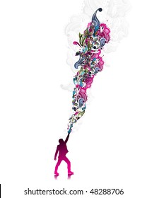 abstraction on a background of magician create a magic power, vector illustration