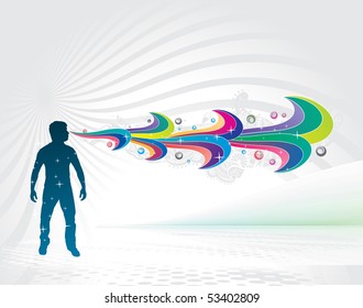 abstraction on a background of magician create a magic power, vector illustration