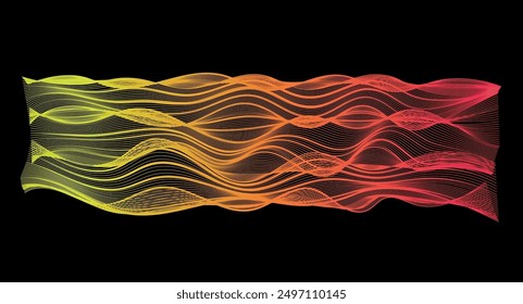 Abstracción en líneas de fondo negro Ondas de color Movimiento