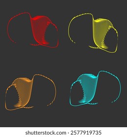 Abstraction on a gray background. Curved lines in different colors, red, yellow, turquoise, orange.Vector illustration EPS10