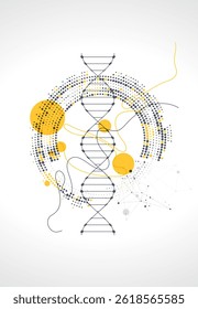 Abstraction on a scientific medical theme. Creative image of a DNA molecule with art elements.