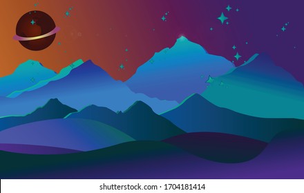 
abstraction on the theme of mountains space night