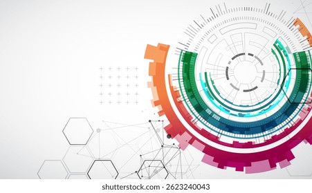 Abstraction on the theme of tech circles. Scientific and technological background. Vector background.