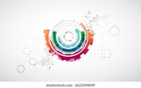 Abstraction on the theme of tech circles. Scientific and technological background. Vector background.