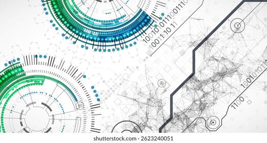 Abstraction on the theme of tech circles. Scientific and technological background. Vector background.