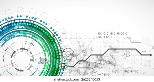 Abstraction on the theme of tech circles. Scientific and technological background. Vector background.