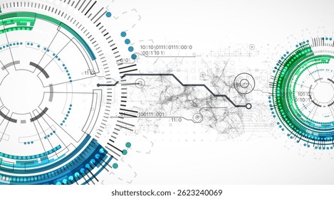 Abstraction on the theme of tech circles. Scientific and technological background. Vector background.