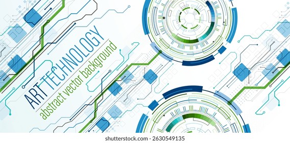 Abstraction on the theme of tech circles. Scientific and technological background.  The layout of the text placement is shown.