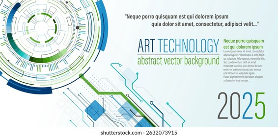 Abstraction on the theme of tech circles. Scientific and technological background.  The layout of the text placement is shown.