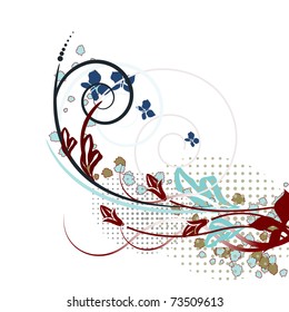Abstraction of ornamental flowers and leaves. Modern creative background.