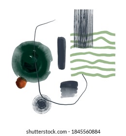 Abstraction. Painting. Abstract painting. brush strokes, water color stains, the texture of paint. Composition. Lines. Minimalistic style. Hand painting.