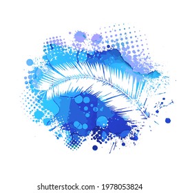 Abstraction palm leaf and sea. print on t-shirt. Vector illustration