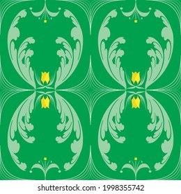 abstraction pattern green flower yellow flora wallpaper