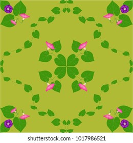 abstraction pattern pink flower purple convolvulus leaves green