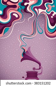 Abstraction With Phonograph. Vector Illustration.