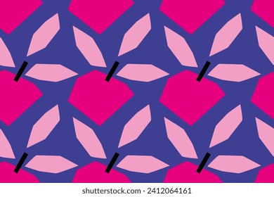 Abstraction, pink colors, apple fruit. Seamless vector pattern for design and decoration.