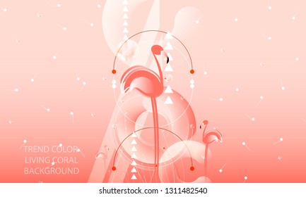 Abstraction pink living coral flamingos seamless family exotic wading birds flock flamboyance beaks, necks, feather, body standing posture Zoo bird park vector design illustration new