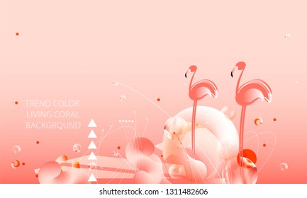 Abstraction pink living coral flamingos seamless family exotic wading birds flock flamboyance beaks, necks