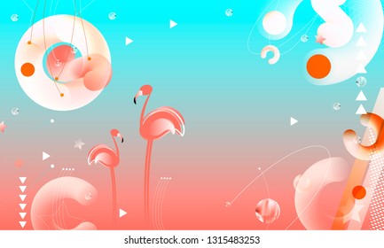 Abstraction pink living coral flamingos family exotic wading birds flock flamboyance beaks, necks, feather, body standing posture Zoo bird park