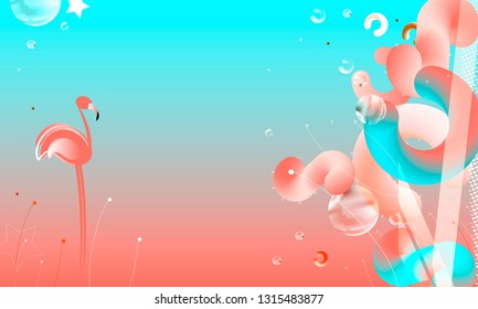 Abstraction pink living coral flamingos family exotic wading birds flock flamboyance beaks, necks, feather, body standing posture