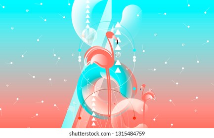 Abstraction pink living coral flamingos family exotic wading birds flock flamboyance beaks, necks, feather