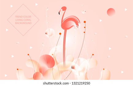 Abstraction pink living coral flamingos family exotic wading birds flock flamboyance beaks, necks, feather, body standing posture Zoo bird park vector design illustration new