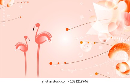 Abstraction pink living coral flamingos family exotic wading birds flock flamboyance beaks, necks, feather, body