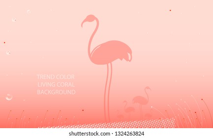 Abstraction pink living coral flamingos family exotic wading birds flock flamboyance beaks, necks, feather, body standing