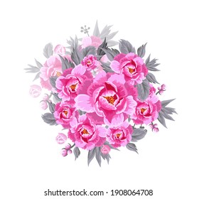 Abstraction with pink peonies. Vector illustration