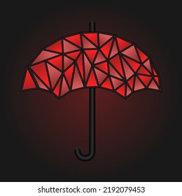 Abstraction of a red umbrella. Low poly illustration. Vector