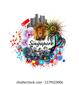Abstraction Republic of Singapore. Vector