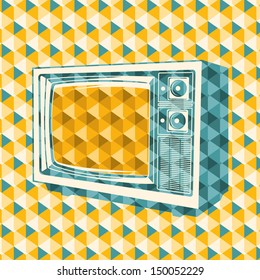 Abstraction with retro tv. Vector illustration.