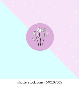 abstraction with roses, pink and blue colors, geometry