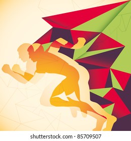 Abstraction with runner. Vector illustration.