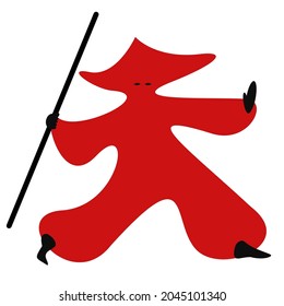 Abstraction. Samurai. Ninja with a hat.