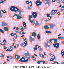 Abstraction. Seamless color pattern made up of multi-colored rounded elements with holes. Under the picture is a background consisting of broken into unequal pieces of squares.