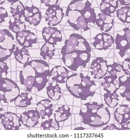 Abstraction. Seamless color pattern made up of multi-colored rounded elements with holes. The background of the picture is a network of square cells divided into fragments.
